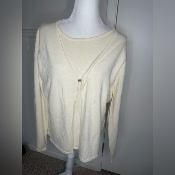 Kathie Lee Collection Ivory Cardigan with built-in inner XL - Picture 1 of 8